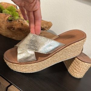 Zara Jute gold espadrilles wedges